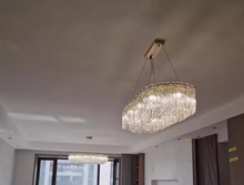 Load image into Gallery viewer, Luxury Modern Rectangular Crystal Chandelier – Large Linear Pendant Light 100cm