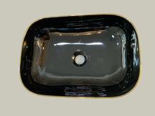 Charger l'image dans la galerie, Gold and Black Square Porcelain Countertop Wash Basin Geometric Pattern