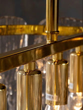 Cargar imagen en el visor de la galería, Modern Ceiling Home Rectangle Luxury Brass Crystal Chandelier Pendant Lamp for Kitchen Island Chandelier Decoration