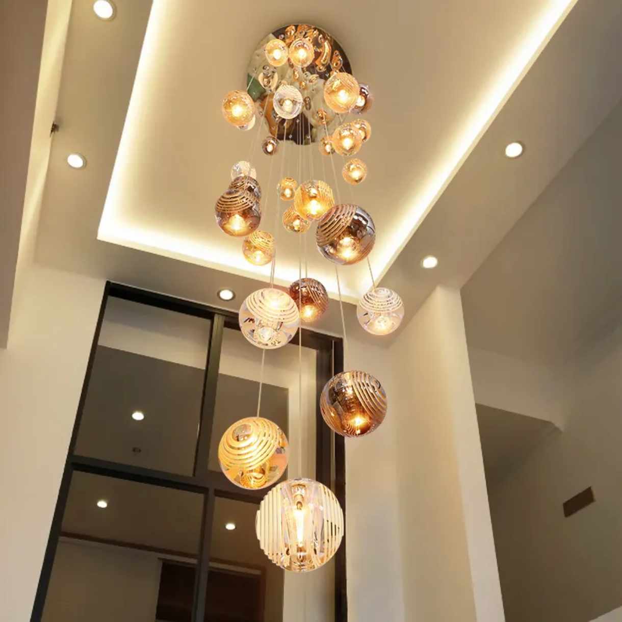 Long drop chandelier for staircase
High ceiling staircase chandelier
Spiral staircase chandelier
Contemporary staircase chandelier
Large staircase chandelier