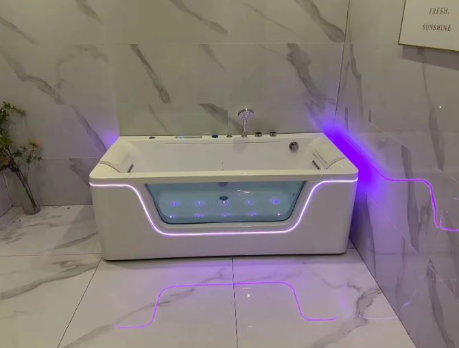 Acrylic Massage Jacuzzi Bathtub Freestanding Hydro massage with Waterfall