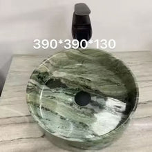 Charger l'image dans la galerie, Round Glossy Emerald Green Marble Luxury Countertop Bathroom Basin
