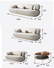 Load image into Gallery viewer, Gold Metal Style Fabric Leather Sofa Armrest Couch Cover Modern Design 3 Seater Sofa