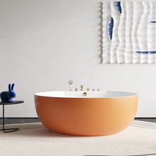 Load image into Gallery viewer, Round Stone Bathtub Solid Surface Freestanding Massage SPA Bathtub