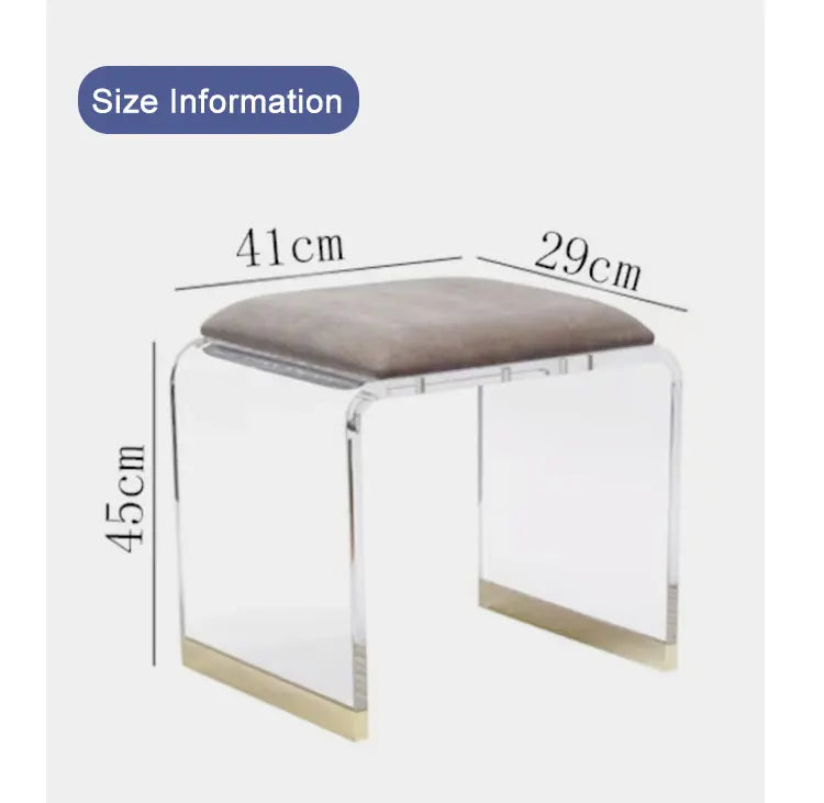 Luxury Modern Style Makeup Stool Transparent Acrylic Chair Set of 2