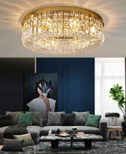 Load image into Gallery viewer, Modern Round Shandeliers Led Crystal Gold Chandelier Ceiling Dining Luster Pendant Lamp Chandelier Luxury Crystal Light