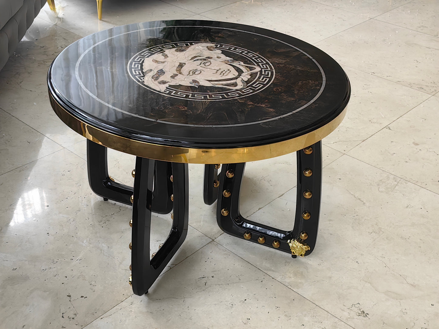 Luxury Italian Medusa Wood Coffee Table Set of 2