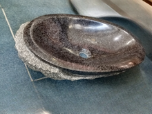 Загрузить изображение в средство просмотра галереи, Black Natural Irregular Shape Stone Vessel Sink for Modern Bathroom