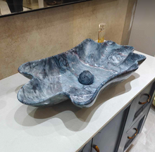 Load image into Gallery viewer, marble sink basin bathroom porcelain marble blue design italian american style basin
