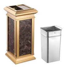 Load image into Gallery viewer, Black and Gold Stainless-Steel Trash Can Large Capacity Durable Bin