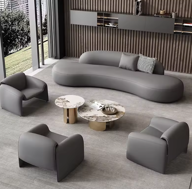 Grey Modern European Sectional Sofa Set Circular Arc