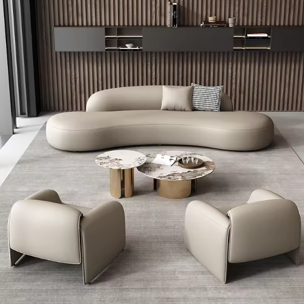 Cream Modern European Sectional Sofa Set Circular Arc