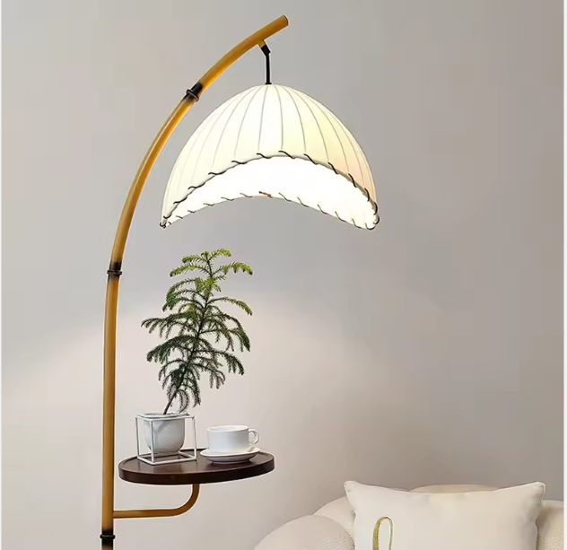 Minimalist Floor Lamp with Marble Base & Iron Frame