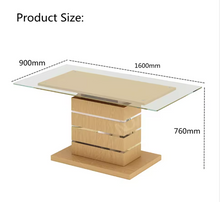 Load image into Gallery viewer, Modern Rectangular Glass Dining Table with Solid Wood Base – 4–6-Seater