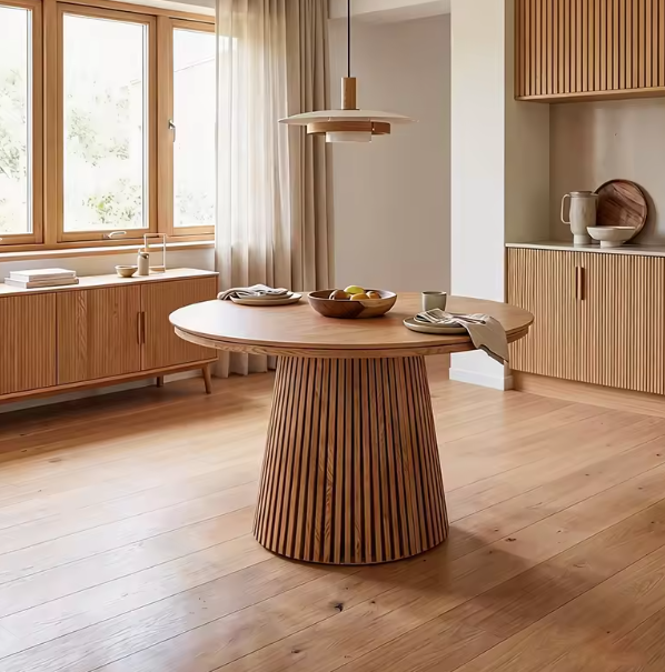 Nordic Minimalist Round Rustic Wooden Dining Table