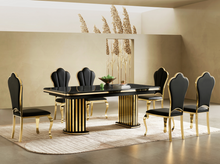 Load image into Gallery viewer, Modern Black & Gold Extendable Dining Table - Contemporary Style