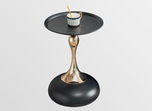 Modern Black Iron Accent Table - Round Side Table