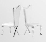 Modern Silver Dining Chair - Cross-Back Accent Chair