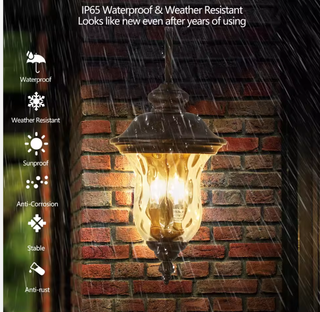 Vintage 22-Inch Outdoor Wall Lantern with Weatherproof Clear Glass Shade Aluminum Base Waterproof Sconce