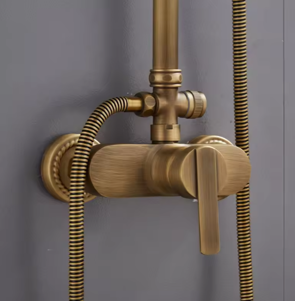 Brass Arm Rainfall Shower Head Wall Mounted Shower Set with Bath & Shower Faucets
