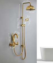 Load image into Gallery viewer, Golden Swan Wall Mounted Faucet Dual Handle Brass Shower System with Polished Rain Shower Head