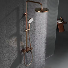 Charger l'image dans la galerie, Rose Gold Rail Brass Luxury Wall Thermostatic Bathroom Shower Faucet Rain Faucet Set the Shower
