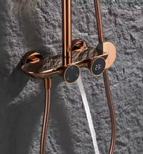 Charger l'image dans la galerie, Rose Gold Rail Brass Luxury Wall Thermostatic Bathroom Shower Faucet Rain Faucet Set the Shower