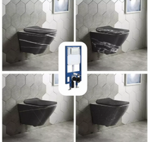 Load image into Gallery viewer, Toilet Bowl Black Electroplated Porcelain Modern Wall Hung Toilets Sanitary Ware Wall Mounted Toilet