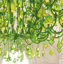 Load image into Gallery viewer, Modern Large Luxury Crystal Chandelier with Green Glass Shades