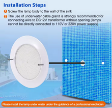 Load image into Gallery viewer, 6mm Slim Flat Resin-Filled IP68 Waterproof 35W RGB LED Swimming Pool Light – Ultra-Thin Underwater Pool Lighting