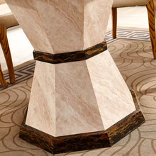 Load image into Gallery viewer, Nordic Round Marble Dining Table with 6 Chairs – Luxury Solid Wood & Genuine Leather Dining Set