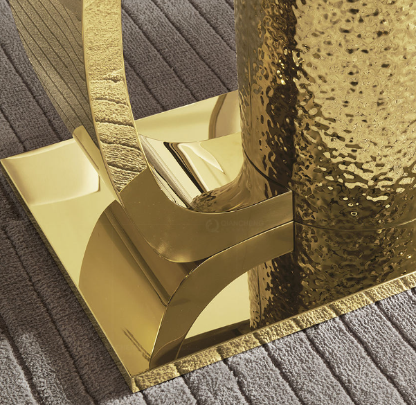 Modern Black and Gold Luxury Dining Table – 201 Stainless Steel & Tempered Glass