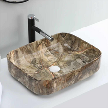 Charger l'image dans la galerie, Sleek Rectangular Porcelain Basin with Marble Finish