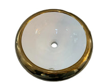 Load image into Gallery viewer, Radiant Golden Sphere Round Porcelain Tabletop Wash Basin with High-Gloss Gold
