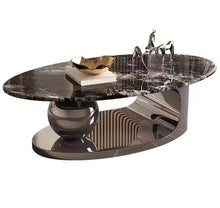 Lade das Bild in den Galerie-Viewer, Marble Round Nordic Portable Modern Coffee Tables and Stainless-steel Rock Panel for Living Room