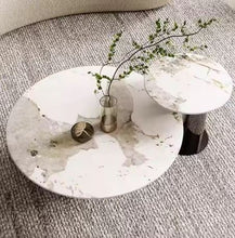 Lade das Bild in den Galerie-Viewer, Modern Rock Slab Coffee Table Black Stainless Steel Base Center Table Living Room Furniture Tea Table