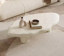 Cargar imagen en el visor de la galería, Luxury White Minimalist Fiber Glass Center Coffee Table for Living Room