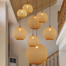 Lade das Bild in den Galerie-Viewer, Handmade Natural Woven Bamboo Ball Chandelier - Pendant Lighting