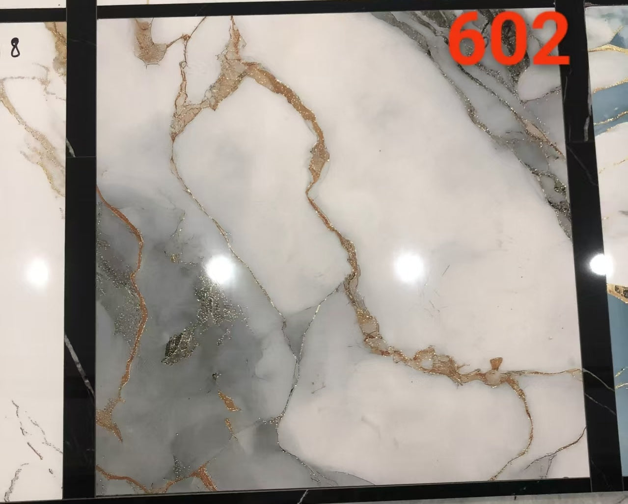 Marble Design Porcelain Tiles 60x60cm Microcrystalline Electroplated 3D Tiles