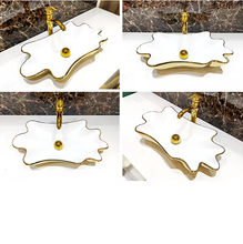 Load image into Gallery viewer, White Gold Washbasin Art Bathroom Sink