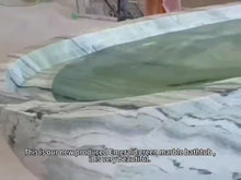 Load and play video in Gallery viewer, Real Green Marble Bathtub – Luxury Freestanding Stone Soaking Tub