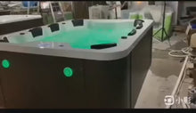 Load and play video in Gallery viewer, La Moderno Luxurious 8-Person Hot Tub Featuring Hot and Cold Filtration Heating Resistance Contoured Seating a Integrated and Ultimate Relaxation