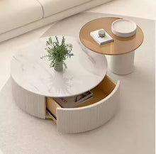 Lade das Bild in den Galerie-Viewer, Luxury White Modern Round Marble Center Coffee Table for Living Room