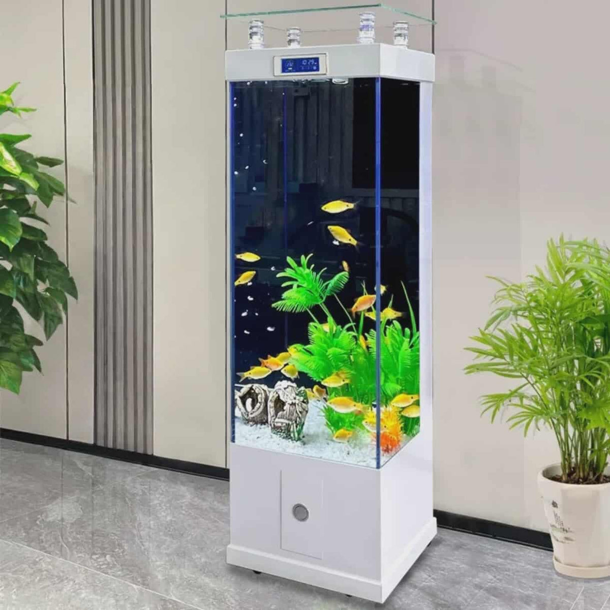 View of Intelligent Ultra-Clear Glass Aquarium – Modern Smart Display Fish Tan ...