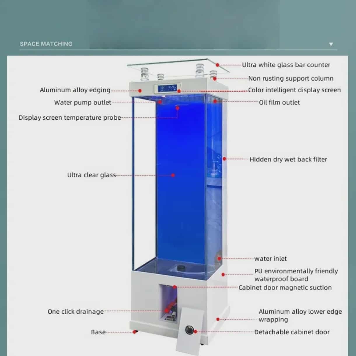 Intelligent Ultra-Clear Glass Aquarium – Modern Smart Display Fish Tank with Aluminum Alloy Frame
