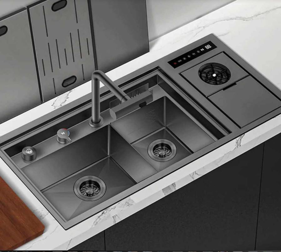 Multifunction Single Bowl Step-Base Kitchen Sink Handmade Smart Kitchen Sink