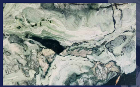 Brazilian Verdant Marble Art Natural Stone Sculptural Raw Green & White Fluid Patterns