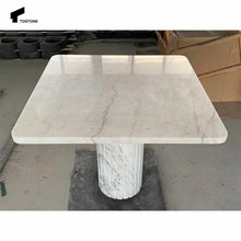 Cargar imagen en el visor de la galería, Modern White Marble Squared Dining Table Set Waterproof Bar/Kitchen/Dining Room Furniture for Apartment Villa Home