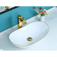 Загрузить изображение в средство просмотра галереи, White Ceramic Bathroom Sink Bowl Above Counter Porcelain Vessel Sink