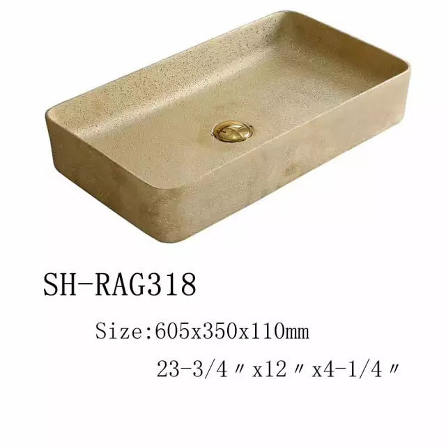 high quality factory washroom ceramic gold solid surface vanity art wash basin
